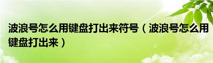 波浪号怎么用键盘打出来符号（波浪号怎么用键盘打出来）