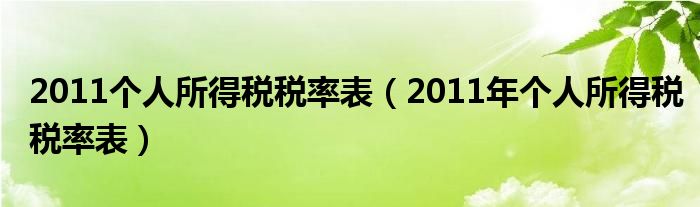 2011个人所得税税率表（2011年个人所得税税率表）