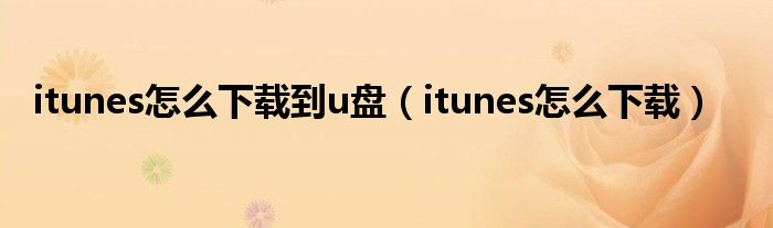 itunes怎么下载到u盘（itunes怎么下载）