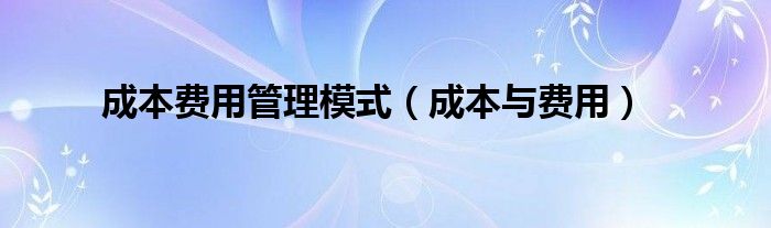 成本费用管理模式（成本与费用）