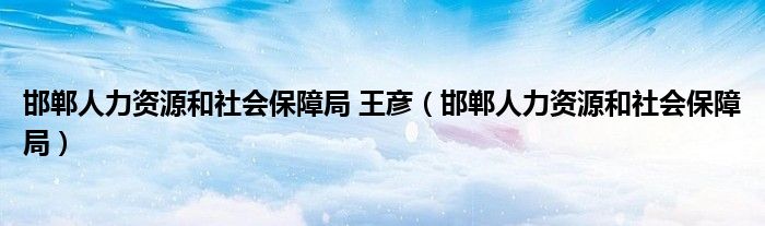 邯郸人力资源和社会保障局 王彦（邯郸人力资源和社会保障局）