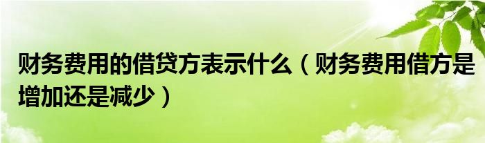 财务费用的借贷方表示什么（财务费用借方是增加还是减少）