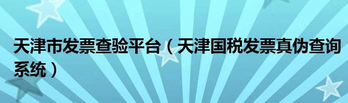 天津市发票查验平台（天津国税发票真伪查询系统）