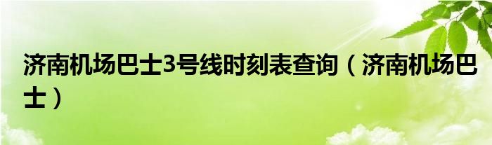 济南机场巴士3号线时刻表查询（济南机场巴士）