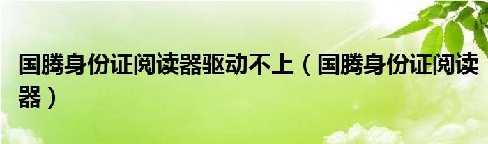 国腾身份证阅读器驱动不上（国腾身份证阅读器）