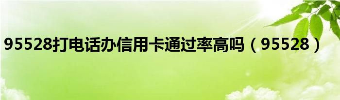 95528打电话办信用卡通过率高吗（95528）