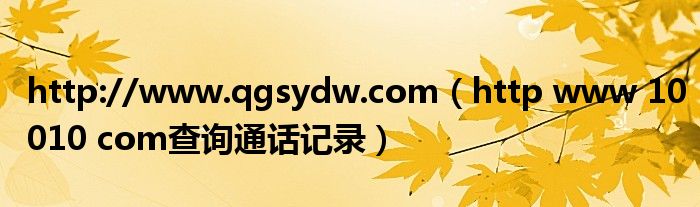 http://www.qgsydw.com（http www 10010 com查询通话记录）