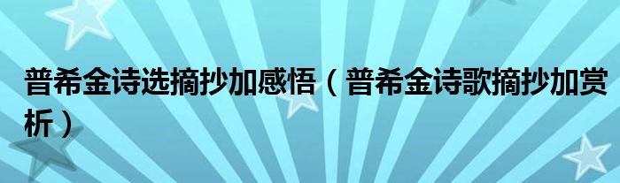 普希金诗选摘抄加感悟（普希金诗歌摘抄加赏析）