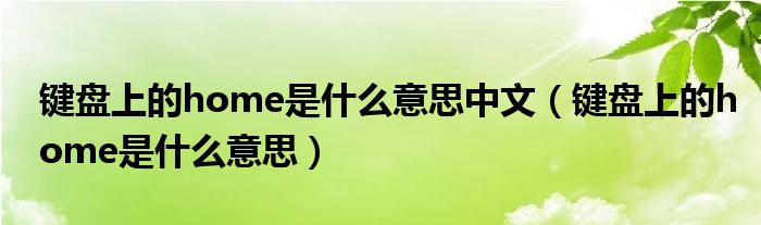 键盘上的home是什么意思中文（键盘上的home是什么意思）