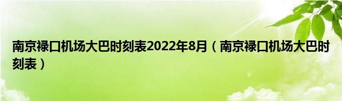 南京禄口机场大巴时刻表2022年8月（南京禄口机场大巴时刻表）