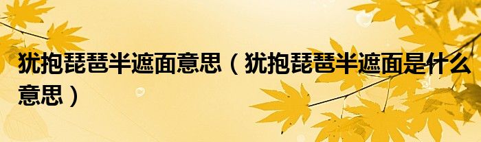 犹抱琵琶半遮面意思（犹抱琵琶半遮面是什么意思）