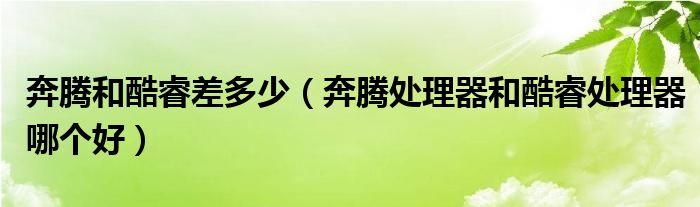 奔腾和酷睿差多少（奔腾处理器和酷睿处理器哪个好）