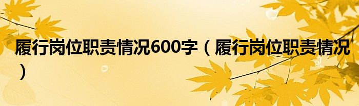 履行岗位职责情况600字（履行岗位职责情况）