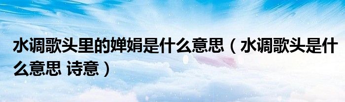 水调歌头里的婵娟是什么意思（水调歌头是什么意思 诗意）