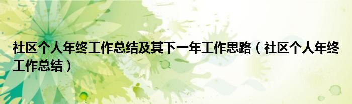 社区个人年终工作总结及其下一年工作思路（社区个人年终工作总结）