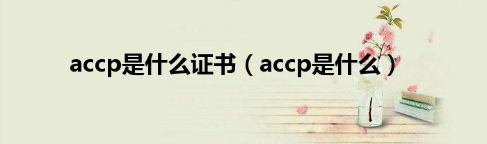 accp是什么证书（accp是什么）