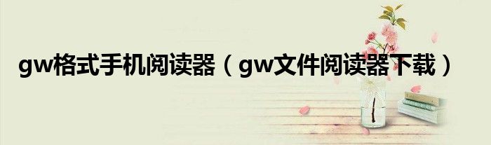 gw格式手机阅读器（gw文件阅读器下载）