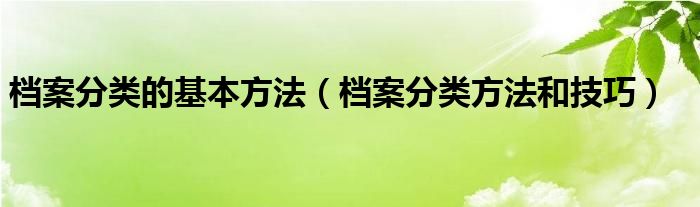 档案分类的基本方法（档案分类方法和技巧）