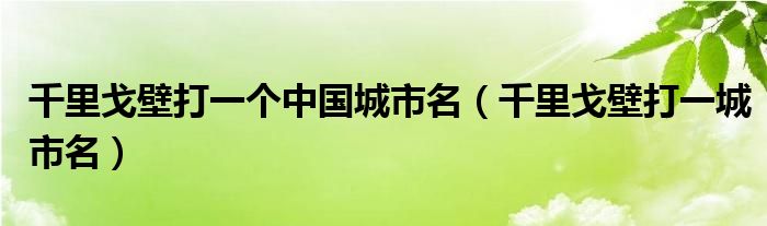 千里戈壁打一个中国城市名（千里戈壁打一城市名）