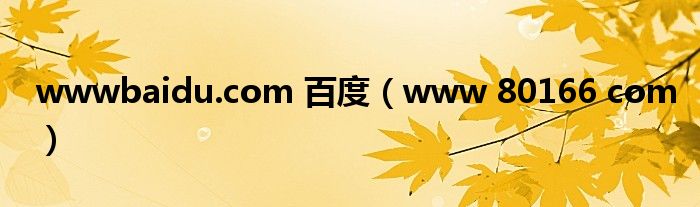 wwwbaidu.com 百度（www 80166 com）