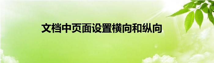 文档中页面设置横向和纵向