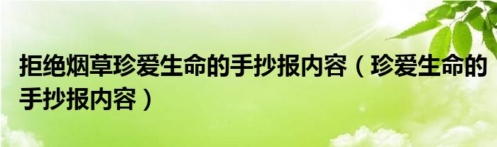 拒绝烟草珍爱生命的手抄报内容（珍爱生命的手抄报内容）