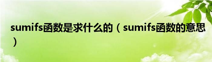 sumifs函数是求什么的（sumifs函数的意思）