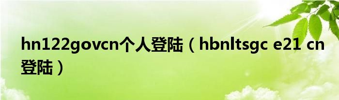 hn122govcn个人登陆（hbnltsgc e21 cn登陆）