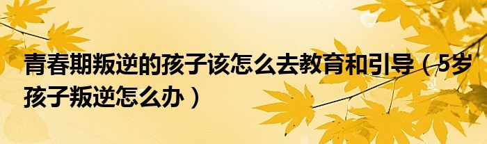 青春期叛逆的孩子该怎么去教育和引导（5岁孩子叛逆怎么办）