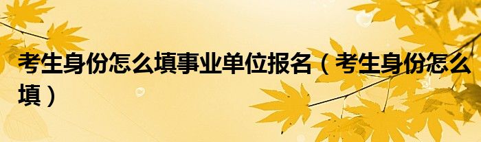 考生身份怎么填事业单位报名（考生身份怎么填）