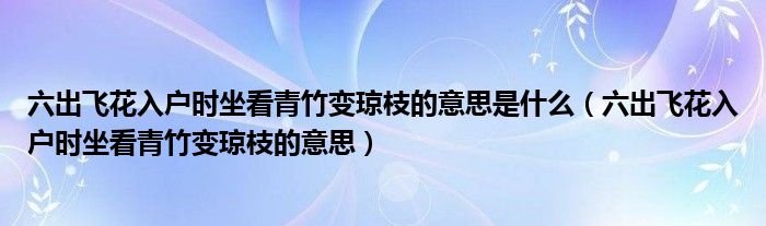 六出飞花入户时坐看青竹变琼枝的意思是什么（六出飞花入户时坐看青竹变琼枝的意思）