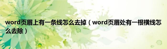 word页眉上有一条线怎么去掉（word页眉处有一根横线怎么去除）