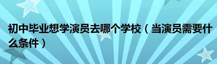 初中毕业想学演员去哪个学校（当演员需要什么条件）