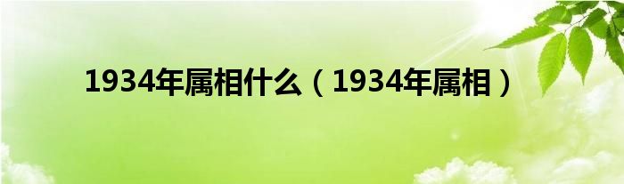 1934年属相什么（1934年属相）