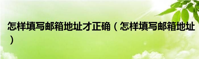 怎样填写邮箱地址才正确（怎样填写邮箱地址）