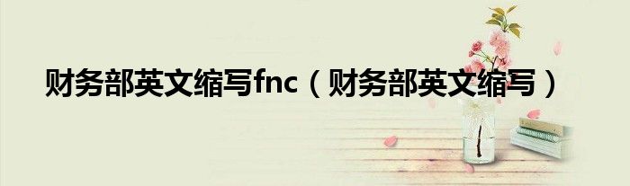 财务部英文缩写fnc（财务部英文缩写）