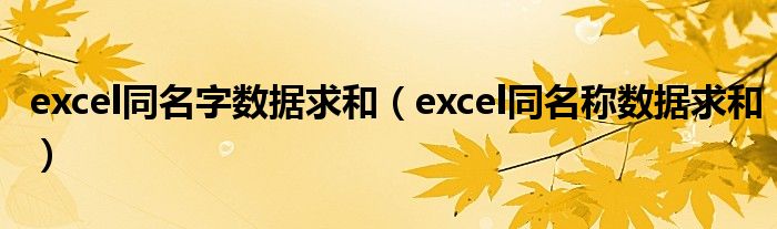 excel同名字数据求和（excel同名称数据求和）