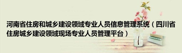 河南省住房和城乡建设领域专业人员信息管理系统（四川省住房城乡建设领域现场专业人员管理平台）