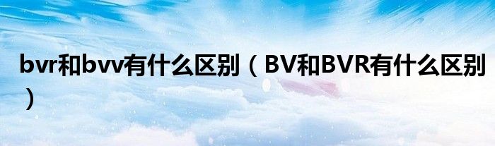 bvr和bvv有什么区别（BV和BVR有什么区别）