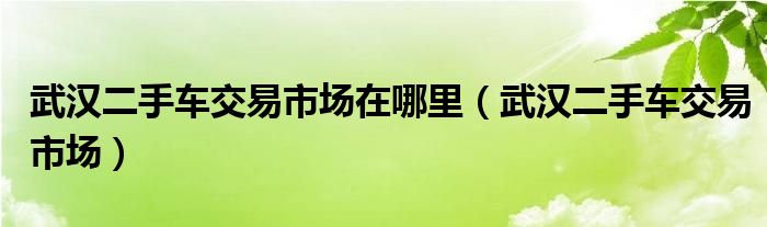 武汉二手车交易市场在哪里（武汉二手车交易市场）