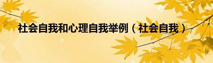 社会自我和心理自我举例（社会自我）