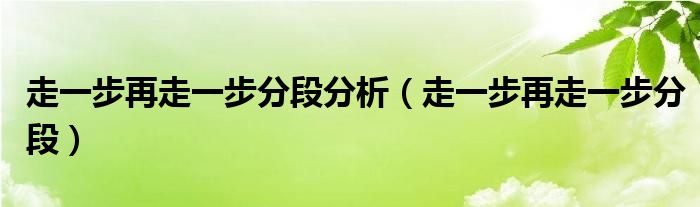 走一步再走一步分段分析（走一步再走一步分段）