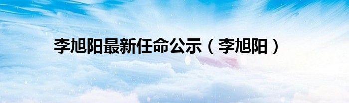 李旭阳最新任命公示（李旭阳）