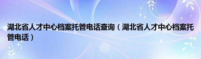 湖北省人才中心档案托管电话查询（湖北省人才中心档案托管电话）