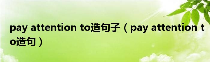 pay attention to造句子（pay attention to造句）