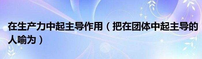 在生产力中起主导作用（把在团体中起主导的人喻为）