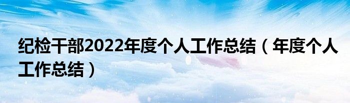 纪检干部2022年度个人工作总结（年度个人工作总结）