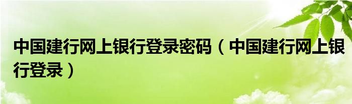 中国建行网上银行登录密码（中国建行网上银行登录）