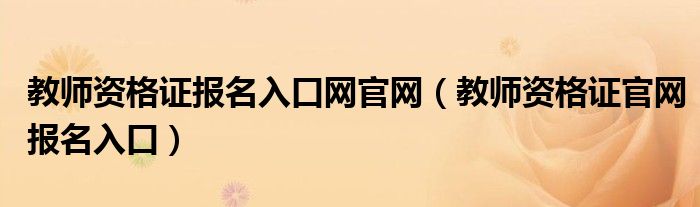 教师资格证报名入口网官网（教师资格证官网报名入口）