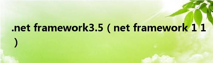 .net framework3.5（net framework 1 1）